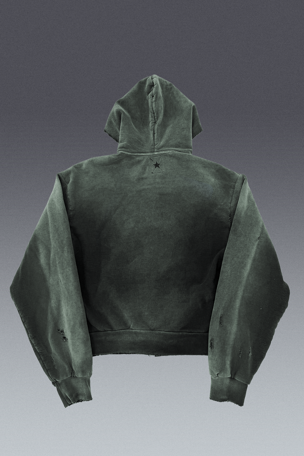 Moss Distressed Zip Up Hoodie