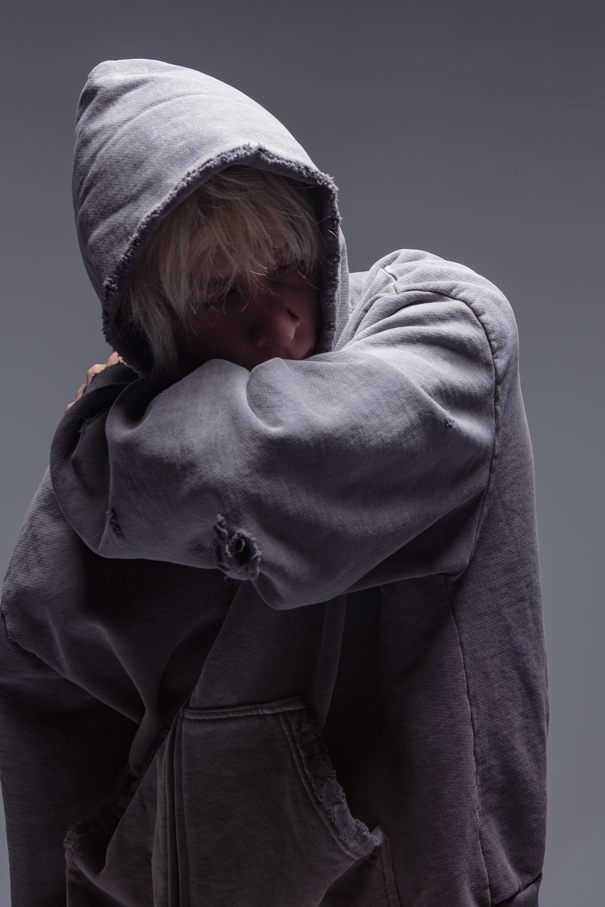 Cinder Distressed Zip up Hoodie