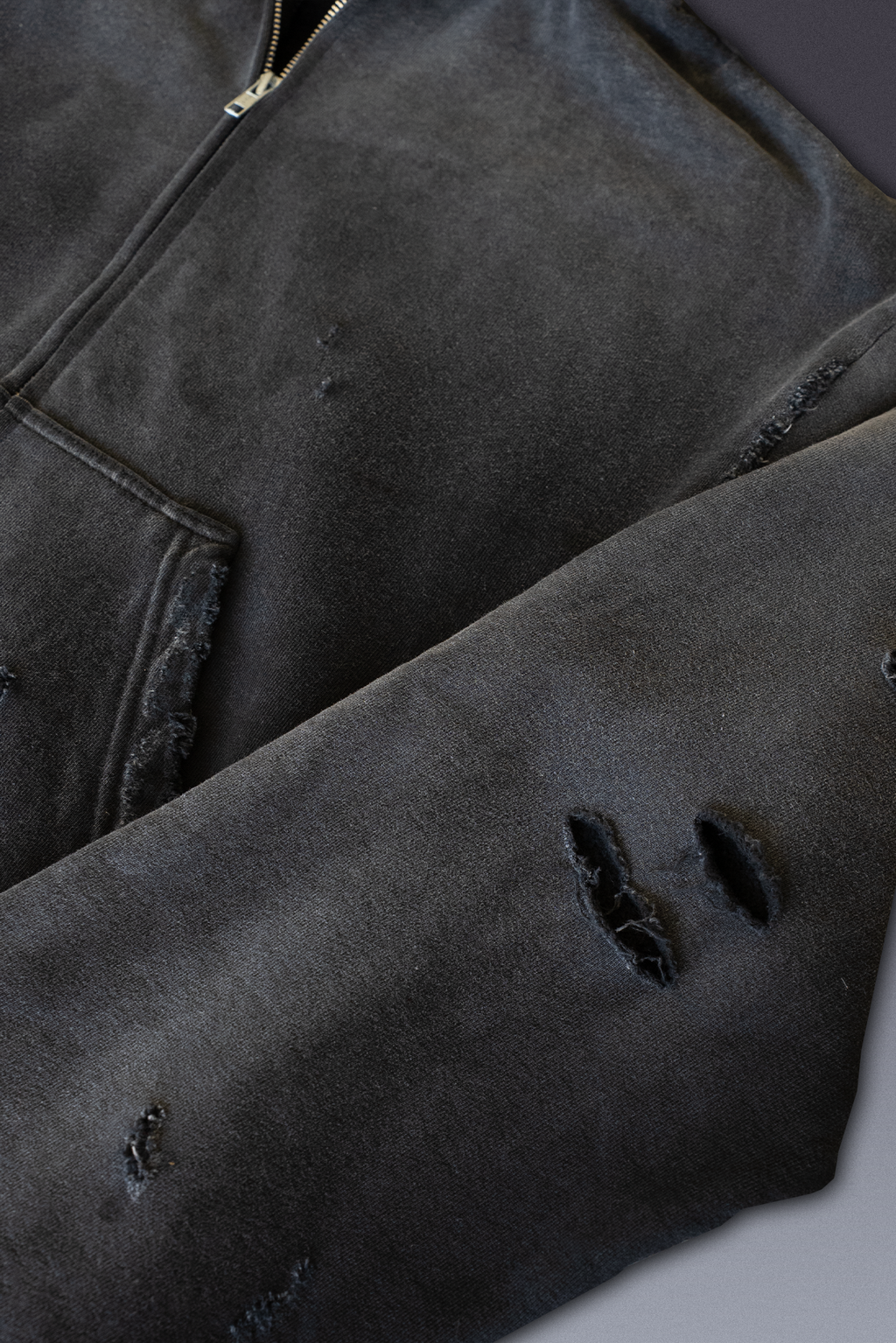 Abyss Distressed Zip Up Hoodie