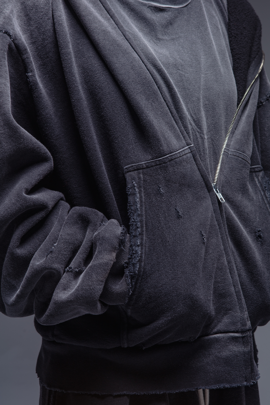 Abyss Distressed Zip Up Hoodie