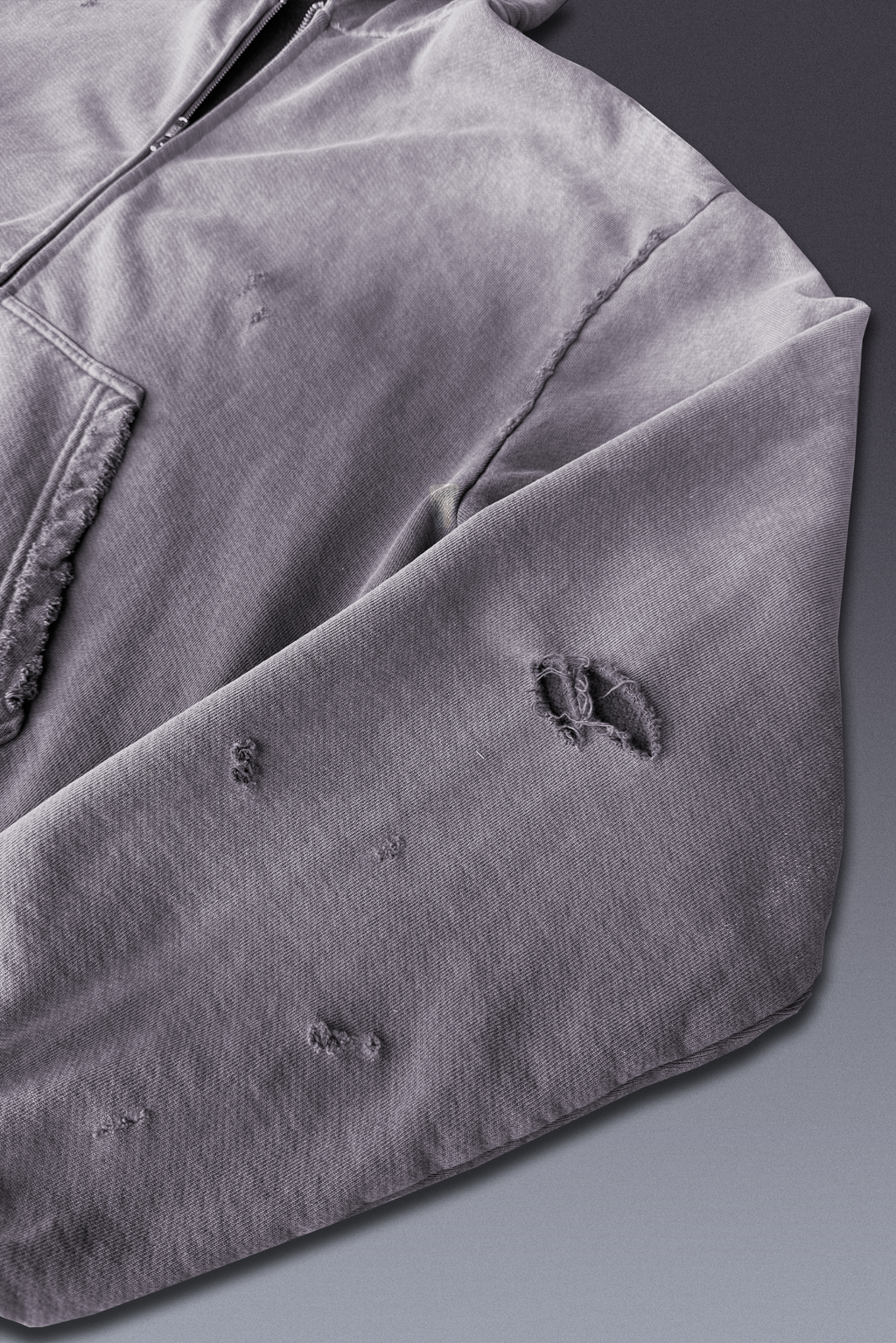 Cinder Distressed Zip up Hoodie