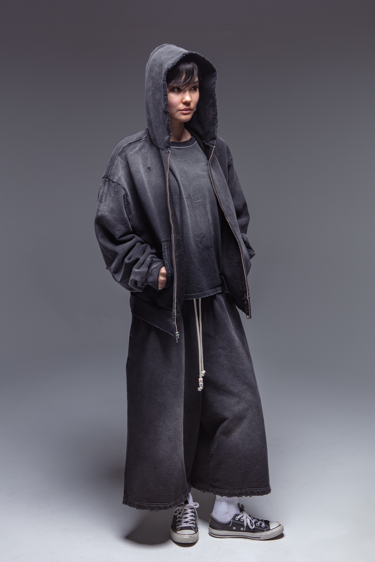 Abyss Distressed Zip Up Hoodie
