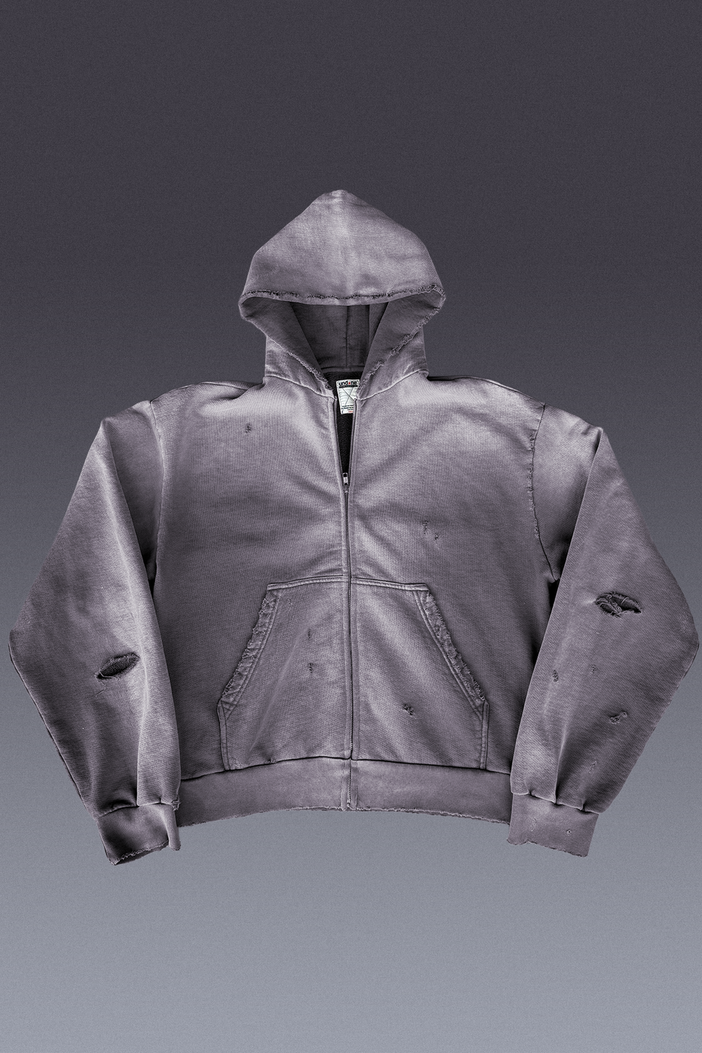Cinder Distressed Zip up Hoodie