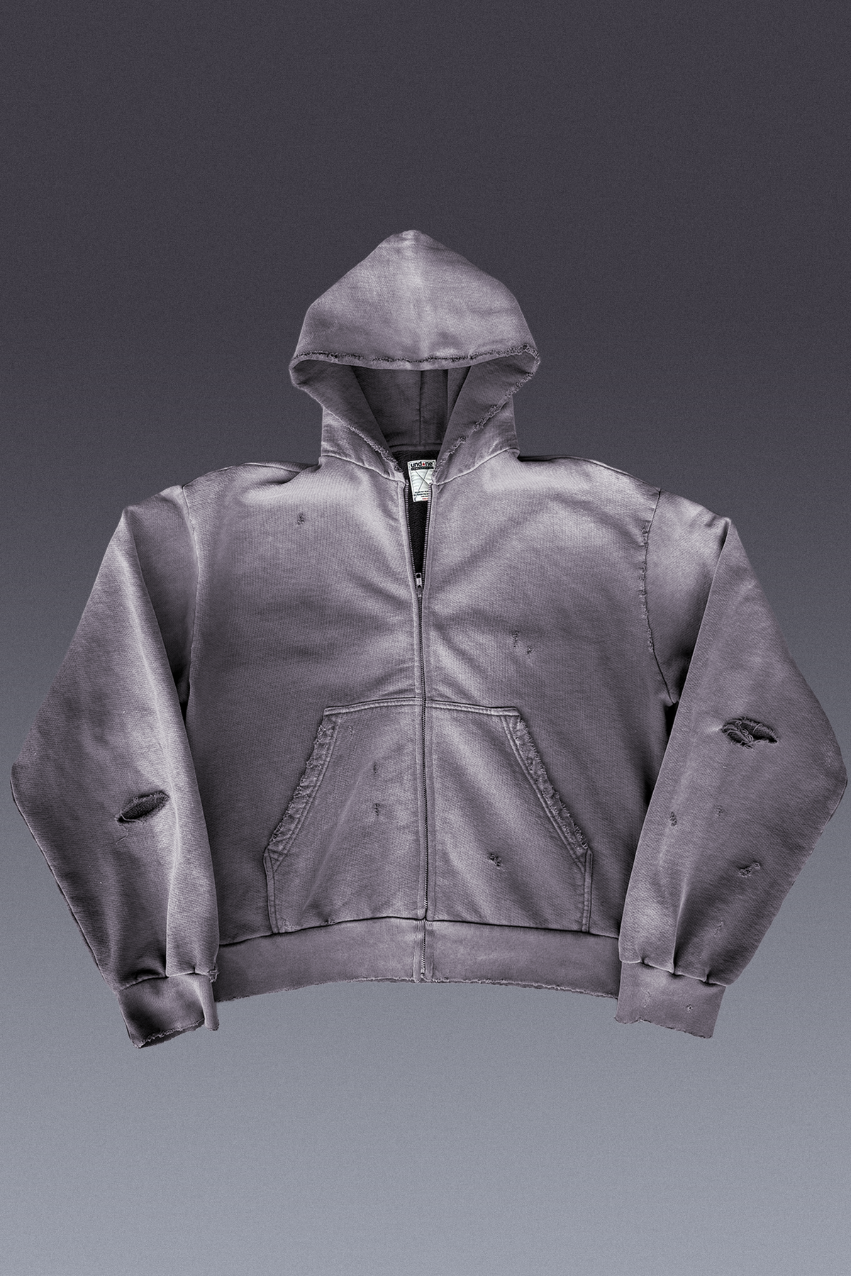 Cinder Distressed Zip up Hoodie